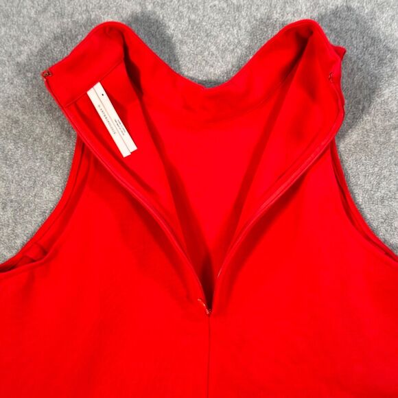 Anthropologie Mock Neck Ruffle Hem Top Women's Medium Red Sleeveless Knit Peplum - Picture 10 of 12